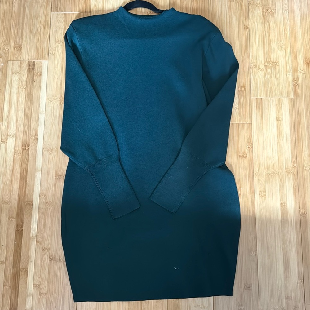 NWT Express Mock Neck Padded Shoulder Sweater Sheath Dress